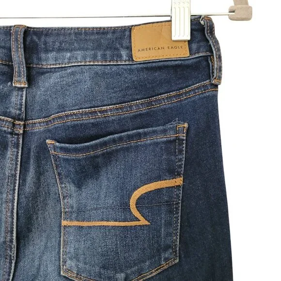 American Eagle 360° Ne(X)T Level Stretch Jeans Size 4 Short Distressed Denim - Picture 7 of 8